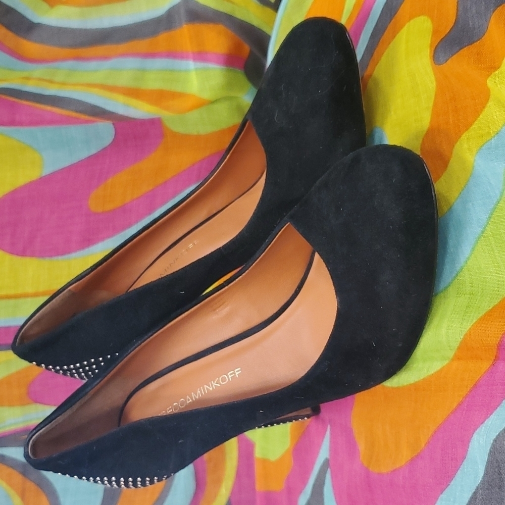 Rebecca Minkoff Black Suede Vero Cuoio Heels SZ 8M